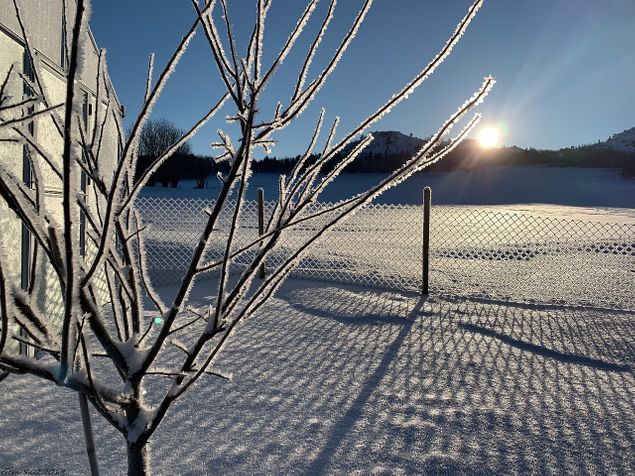 Herlig vinterdag på Klakken. I morges var det 12 minus grader. Temperaturen gikk ned til minus 9 ved 12-tiden i dag da dette bildet ble tatt